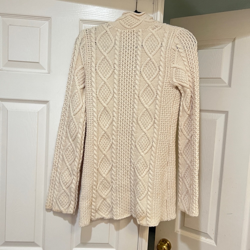 Free‎ People cream Cable knit chunky cardigan sweater boho hippie relaxed medium - Picture 4 of 8